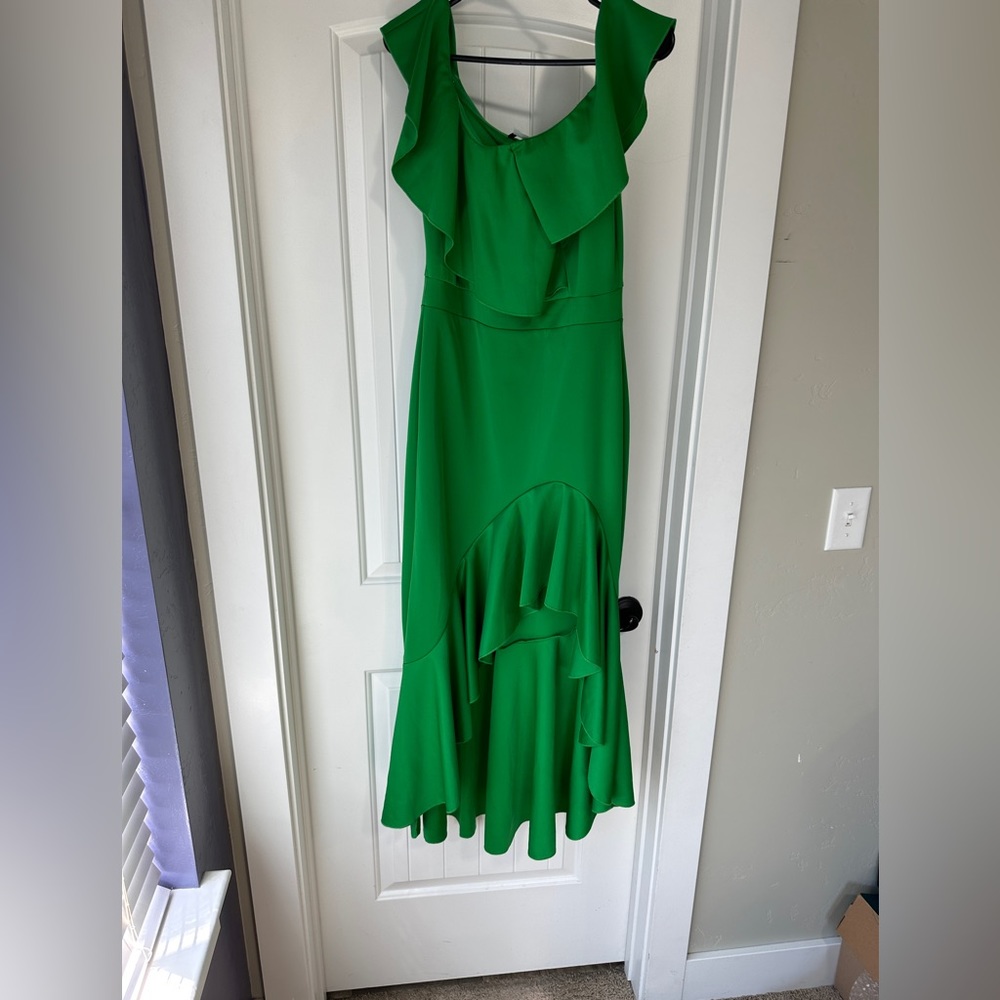 Vivid green high-low dress